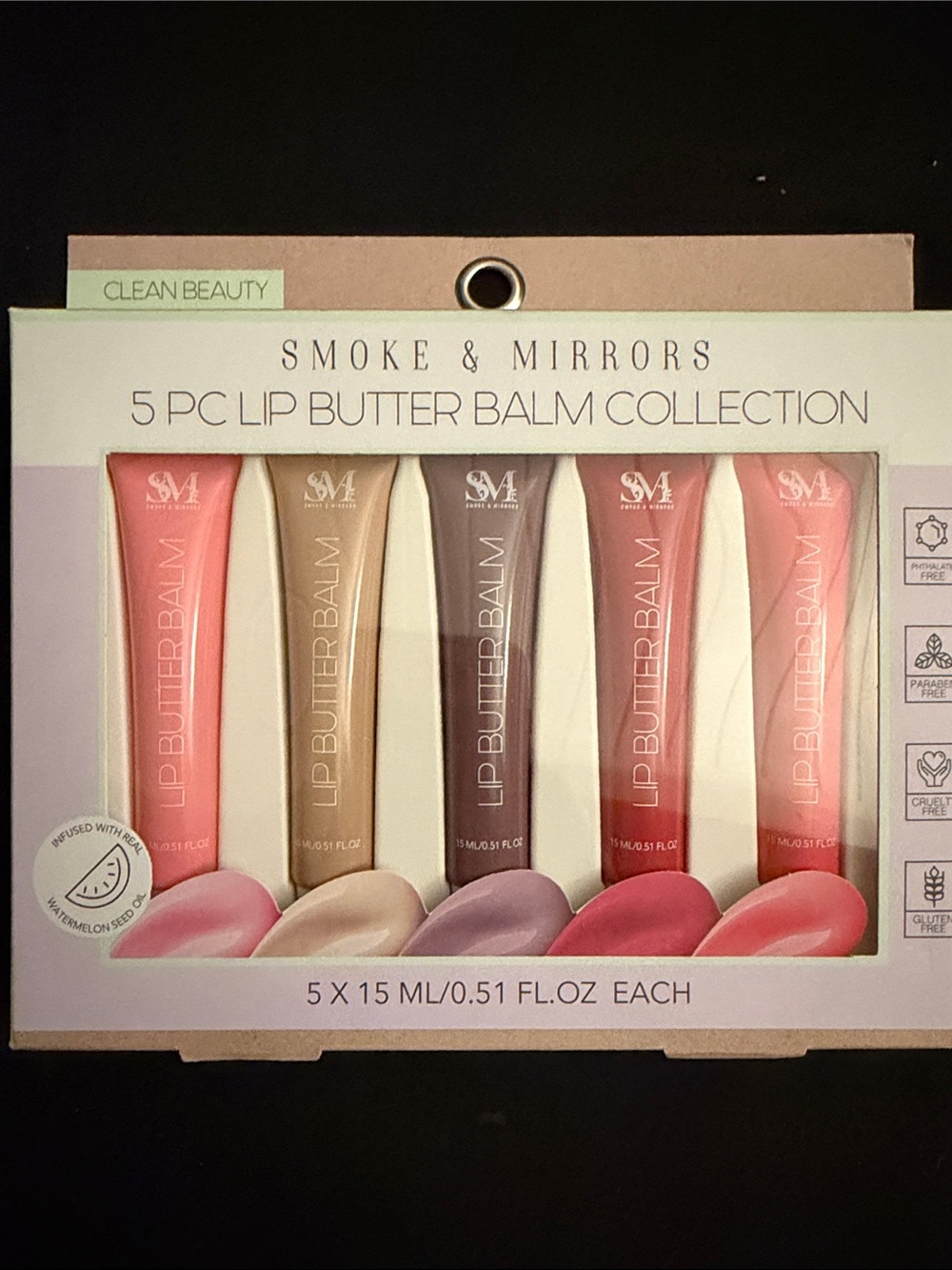 Smoke & Mirrors 5pc Lip Butter Balm Collection - Assorted Pinks & Nudes